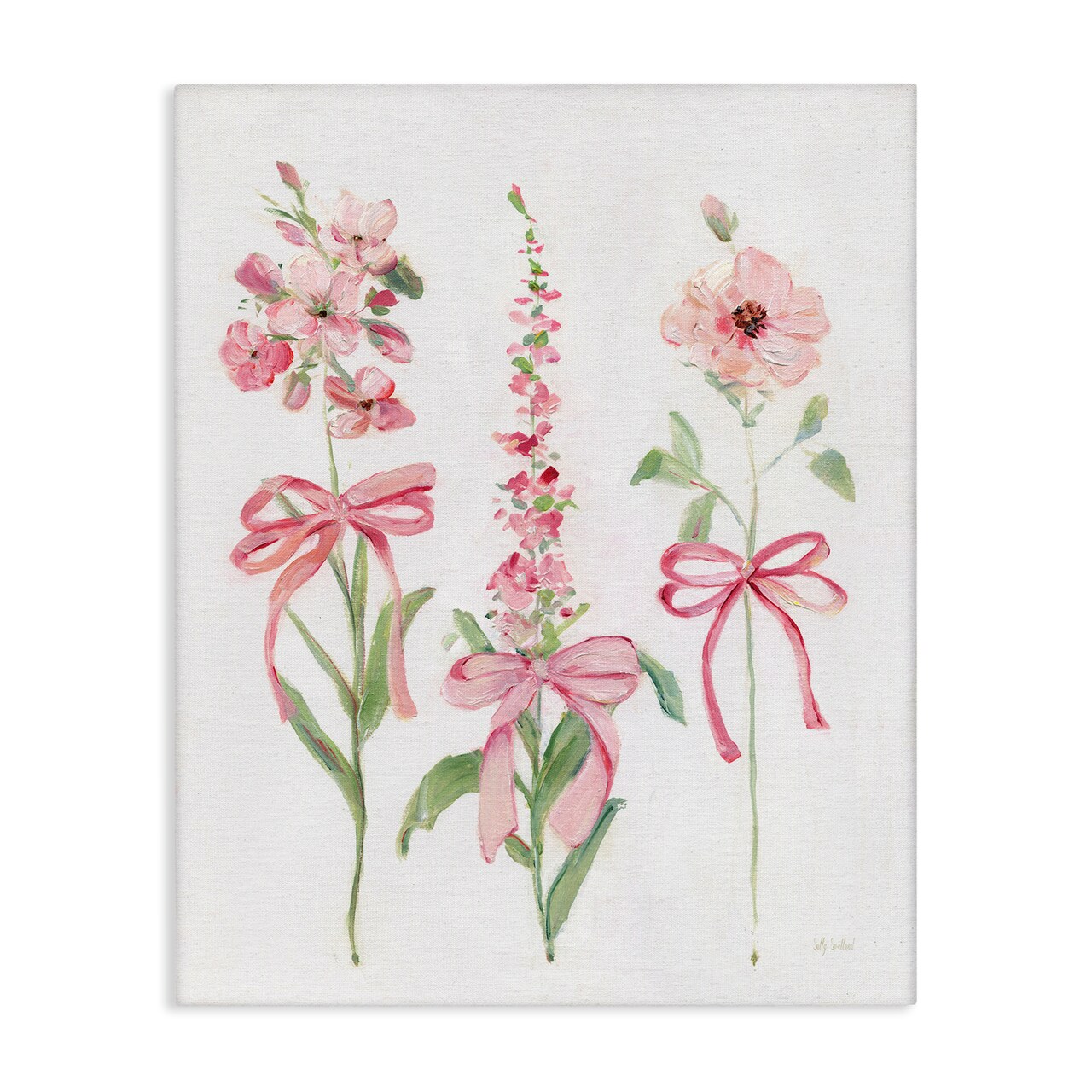 Stupell Industries Pink Cottage Floral Sprigs Canvas Design by Sally Swatland